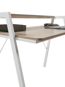 Bureau en bois de chêne Alanna, Bois de chêne, blanc, larg. 115 x prof. 60 cm