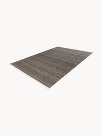 Handgewebter In- & Outdoor-Teppich Nador mit Fransen, 100 % Polyethylen, Anthrazit, B 80 x L 150 cm (Größe XS)