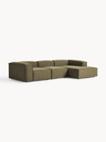 Modulares Ecksofa Lennon, Bezug: 100 % Polyester Der strap, Gestell: Massives Kiefernholz, Spe, Webstoff Olivgrün, B 327 x T 180 cm, Eckteil links