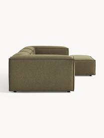 Modulares Ecksofa Lennon, Bezug: 100 % Polyester Der strap, Gestell: Massives Kiefernholz, Spe, Füße: Kunststoff Dieses Produkt, Webstoff Olivgrün, B 327 x T 180 cm, Eckteil links