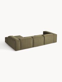 Modulares Ecksofa Lennon, Bezug: 100 % Polyester Der strap, Gestell: Massives Kiefernholz, Spe, Füße: Kunststoff Dieses Produkt, Webstoff Olivgrün, B 327 x T 180 cm, Eckteil links