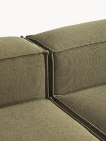 Modulares Ecksofa Lennon, Bezug: 100 % Polyester Der strap, Gestell: Massives Kiefernholz, Spe, Füße: Kunststoff Dieses Produkt, Webstoff Olivgrün, B 327 x T 180 cm, Eckteil links