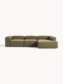 Modulares Ecksofa Lennon, Bezug: 100 % Polyester Der strap, Gestell: Massives Kiefernholz, Spe, Füße: Kunststoff Dieses Produkt, Webstoff Olivgrün, B 327 x T 180 cm, Eckteil links