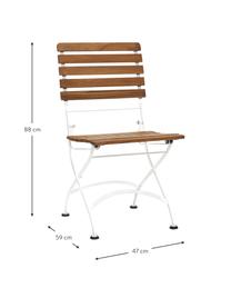 Sillas plegables de exterior Parklife, 2 uds., Asiento: madera de acacia aceitada, Estructura: metal galvanizado con pin, Blanco, madera de acacia, An 47x F 59 cm