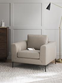 Fauteuil lounge Cucita, Tissu beige, larg. 98 x prof. 94 cm