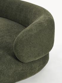 Bank Alba (3-zits) uit teddy-bouclé, Bekleding: 100% polyester Met 100.00, Frame: massief sparrenhout, gren, Poten: kunststof Dit product is , Teddy-bouclé olijfgroen, B 235 x D 114 cm, rugleuning links