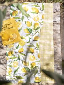 Chemin de table avec motif citron Frutta, 100 % coton, Jaune, blanc, vert, larg. 40 x long. 145 cm