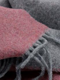 Plaid in cashmere rosso ruggine/grigio Liliana, 80% lana, 20% cashmere, Rosso ruggine, grigio, Larg. 130 x Lung. 170 cm