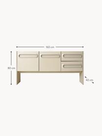 Aparador Space, Tablero de fibras de densidad media (MDF), Beige claro, An 160 x Al 80 cm