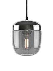 Kleine hanglamp Acorn van glas, Baldakijn: silicone, Grijs, aluminiumkleurig, Ø 14  x H 16 cm