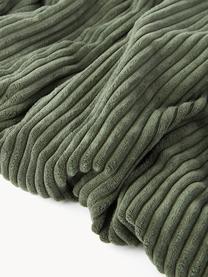 Coperta in velluto a coste Kylen, Retro: 100% poliestere (teddy) I, Verde oliva, bianco crema, Larg. 140 x Lung. 190 cm