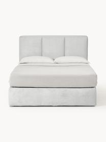 Cama continental Oberon, Patas: plástico Este producto es, Tejido gris claro, An 140 x L 200 cm, dureza H2