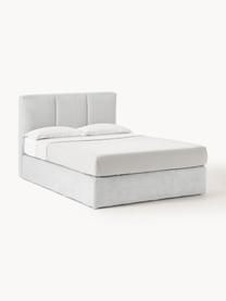 Boxspringbed Oberon, Matras: 5-zones pocketvering, Poten: kunststof Dit product is , Geweven stof lichtgrijs, B 140 x L 200 cm, hardheidsgraad H2