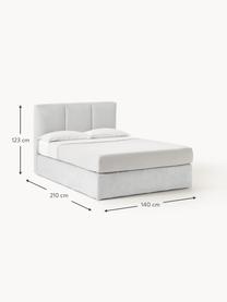 Boxspringbett Oberon, Bezug: 100 % Polyester Der strap, Matratze: 5-Zonen-Taschenfederkern, Füße: Kunststoff Dieses Produkt, Webstoff Hellgrau, B 140 x L 200 cm, Härtegrad H2