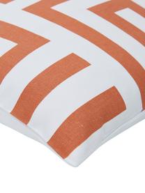 Baumwoll-Kissenhülle Bram mit grafischem Muster, 100% Baumwolle, Weiss, Orange, 45 x 45 cm