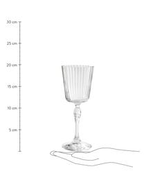 Copas de vino con relieve America's Cocktail, 4 uds., Vidrio, Transparente, Ø 8 x Al 20 cm, 240 ml