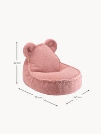 Pouf en peluche pour enfant Bear, Peluche rose pâle, larg. 60 x prof. 70 cm