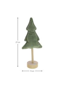 Sapin de Noël en bois et velours Mikka haut. 27 cm, Bois, velours de polyester, Vert, beige, larg. 11 x haut. 27 cm