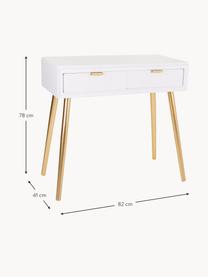 Dřevěný konzolový stolek se zásuvkami Janette, Bílá, zlatá, Š 82 cm, V 78 cm