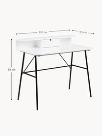 Bureau Pascal, Poten: gelakt metaal, Wit, B 100 x H 88 cm