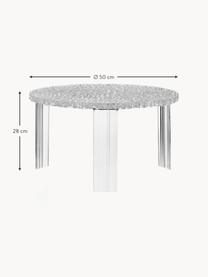 Tavolino rotondo da interno-esterno T-Table, alt. 28 cm, Vetro acrilico, Trasparente, Ø 50 cm