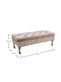 Panca imbottita con contenitore Arlette, Rivestimento: velluto Imbottitura in sc, Gambe: legno di pino, Marrone chiaro, legno di pino, argentato, Larg. 110 x Alt. 40 cm