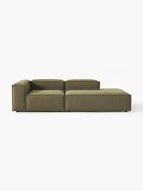 Chaise longue componibile Lennon, Rivestimento: 100% poliestere Con 115.0, Struttura: legno di pino massiccio, , Piedini: plastica Questo prodotto , Tessuto verde oliva, Larg. 269 x Prof. 119 cm, schienale a destra