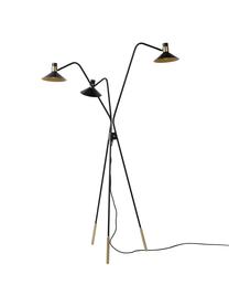 Dimmbare Tripod-Stehlampe Pepijn mit Touch-Funktion, Lampenschirm: Stahl, beschichtet, Lampenfuß: Stahl, beschichtet, Dekor: Stahl, beschichtet, Schwarz, Goldfarben, 84 x 165 cm