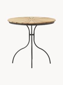 Okrúhly stôl na balkón s doskou z tíkového dreva Hard & Ellen, Tíkové drevo, antracitová, Ø 80 x V 72 cm