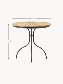 Table de jardin ronde en teck Ellen, Bois de teck, anthracite, Ø 80 x haut. 72 cm