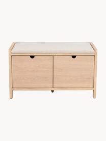 Banc en chêne Hillmond, Tissu beige clair, bois de chêne, larg. 80 x haut. 41 cm