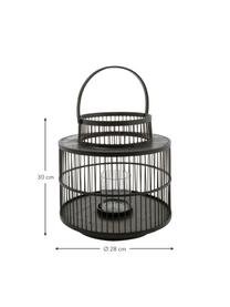Lanterna fatta a mano Torino, Struttura: bambù, verniciato, Portacandela: vetro, Nero, Ø 28 x Alt. 30 cm