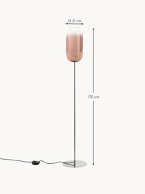 Mondgeblazen vloerlamp Gople, Lampenkap: mondgeblazen glas, Koperkleurig, zilverkleurig, H 170 cm