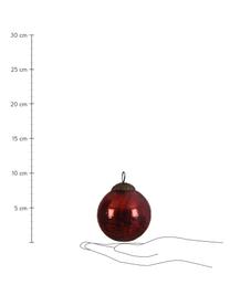 Kerstballen Craquele Ø 8 cm, 3 stuks, Rood, Ø 8 cm