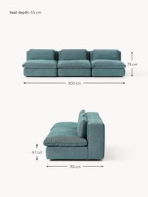 Modulares Sofa Felix (3-Sitzer), Bezug: 100 % Polyester Der strap, Gestell: Massives Kiefern- und Fic, Webstoff Türkisgrün, B 300 x T 110 cm