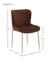 Silla de terciopelo Tess, Tapizado: terciopelo (poliéster) Al, Patas: metal con pintura en polv, Terciopelo marrón, dorado, An 49 x Al 84 cm