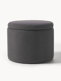 Pouf con vano contenitore Alida, Rivestimento: 100% poliestere Con 35.00, Tessuto antracite, Ø 50 x Alt. 42 cm