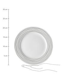 Snídaňový talíř s pruhovaným vzorem Eris Loft, 4 ks, Porcelán, Bílá, černá, Ø 21 cm, V 2 cm