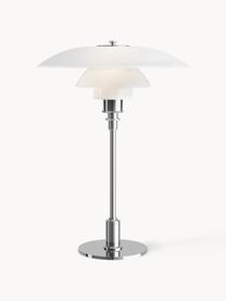 Velká stolní lampa PH 3½-2½, ručně foukaná, Stříbrná, bílá, Ø 33 cm, V 47 cm