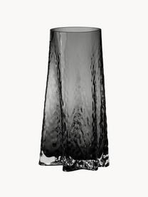Vase en verre soufflé bouche avec surface structurée Gry, Verre, soufflé bouche, Anthracite, transparent, Ø 15 x haut. 30 cm