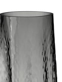 Jarrón de vidrio soplado artesanalmente con relieves Gry, Vidrio soplado artesanalmente, Gris antracita transparente, Ø 15 x Al 30 cm