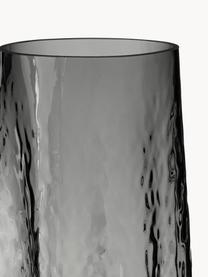 Ručně foukaná skleněná váza se strukturovaným povrchem Gry, V 30 cm, Foukané sklo, Antracitová, Ø 15 cm, V 30 cm