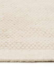 Handgeweven Kelim vloerkleed Delight van wol in crèmewit, Bovenzijde: 90% wol, 10% katoen, Onderzijde: katoen, Wolwit, B 250 x L 350 cm (Maat XL)
