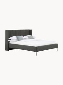 Cama tapizada Dusk, Tapizado: tejido finamente estructu, Estructura: madera de pino maciza con, Patas: metal con pintura en polv, Tejido gris antracita, An 140 x L 200 cm