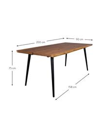 Tavolo con design bordo albero Alagon, Gambe: acciaio verniciato a polv, Finitura in legno di noce, Larg. 160 x Prof. 90 cm