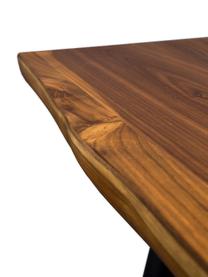 Esstisch Alagon mit Baumkanten-Design, in verschiedenen Größen, Tischplatte: Mitteldichte Holzfaserpla, Beine: Stahl, pulverbeschichtet, Walnussholzfurnier, B 160 x T 90 cm
