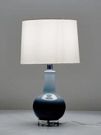 Keramik-Tischlampe Brittany in Grau, Lampenschirm: Textil, Lampenfuß: Keramik, Sockel: Kristallglas, Weiß, Blau, Ø 28 x H 48 cm