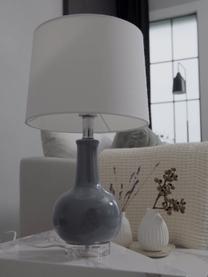 Keramische tafellamp Brittany in grijs, Lampenkap: textiel, Lampvoet: keramiek, Voetstuk: kristalglas, Wit, grijs, Ø 28 x H 48 cm