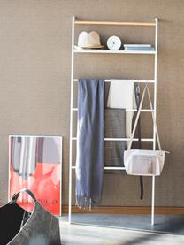 Metalen ladderrek Lena in wit, Frame: gepoedercoat metaal, Stang: hout, Wit, B 66 cm x H 160 cm