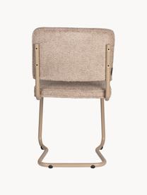 Teddy cantilever stoel Kink, 2 stuks, Bekleding: teddyvacht (nylon, polyes, Frame: gecoat aluminium, Teddyvacht nougat, beige, B 48 x D 50 cm